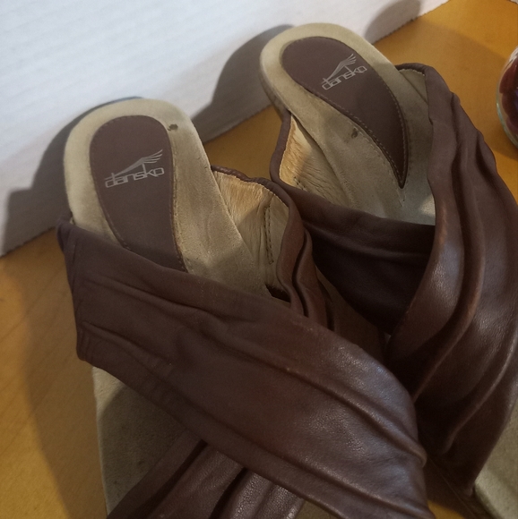 Dansko avalon crossstrap leather wedge sandals size 37 6.5/7 brown - Picture 11 of 11